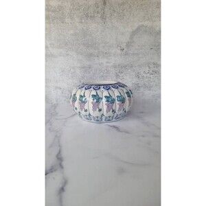 Porcelain Pumpkin Shaped Vase with Grapevine Pattern